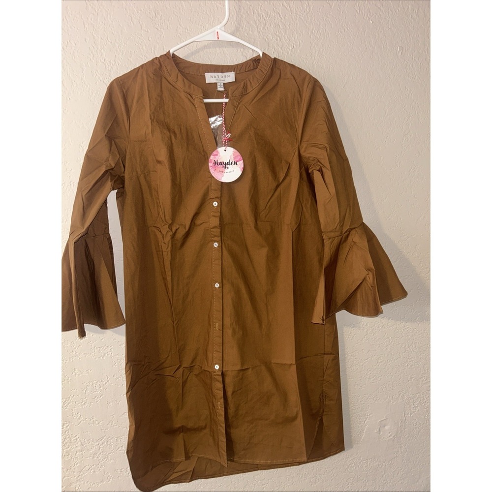 Hayden Los Angeles Mandarin Collar Button-down Front and Flared Sleeves Size S